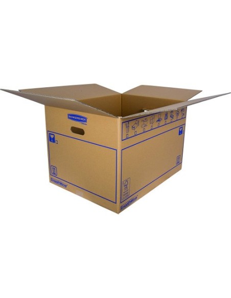 CAJA DE MUDANZA MONTAJE MANUAL L 500X300X300. CARTÓN DOBLE BANKERS BOX 6208201 (x10 unidades)
