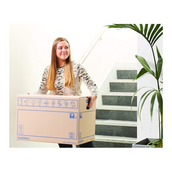 CAJA DE MUDANZA MONTAJE MANUAL L 500X300X300. CARTÓN DOBLE BANKERS BOX 6208201 (x10 unidades)