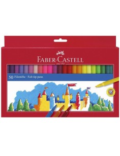 ESTUCHE CARTÓN 50 ROTULADORES ESCOLARES FABER CASTELL 554204