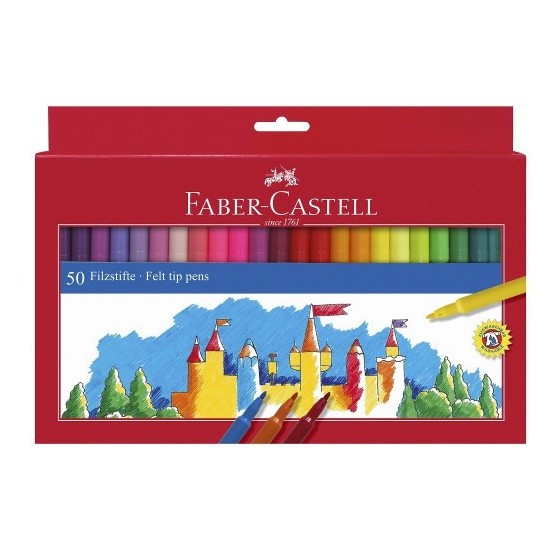 ESTUCHE CARTÓN 50 ROTULADORES ESCOLARES FABER CASTELL 554204
