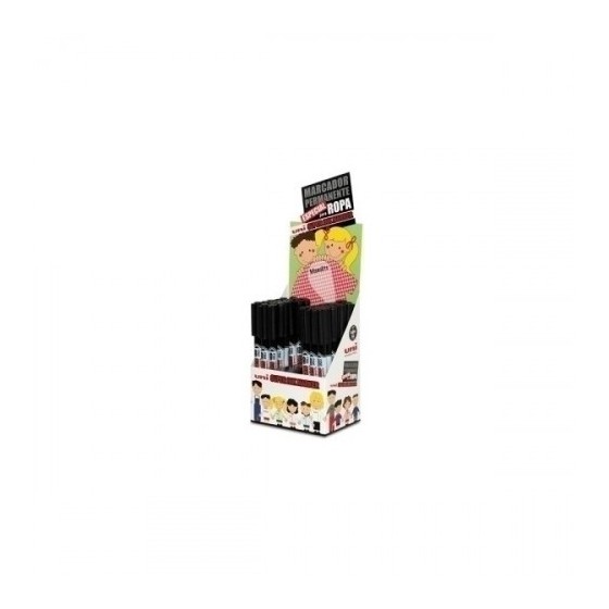 EXPOSITOR UNI SUPER INK MARCADOR TEXTIL 36 UNIDADES "MANOLITO" UNI-BALL 182634268