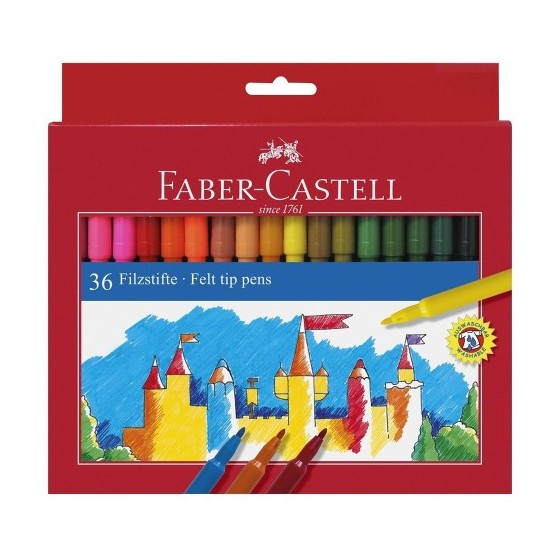 ESTUCHE CARTÓN 36 ROTULADORES ESCOLARES FABER CASTELL 554203