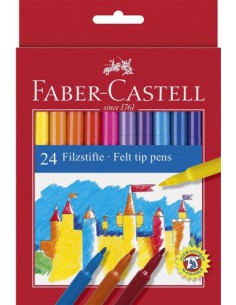 ESTUCHE CARTÓN 24 ROTULADORES ESCOLARES FABER CASTELL 554202