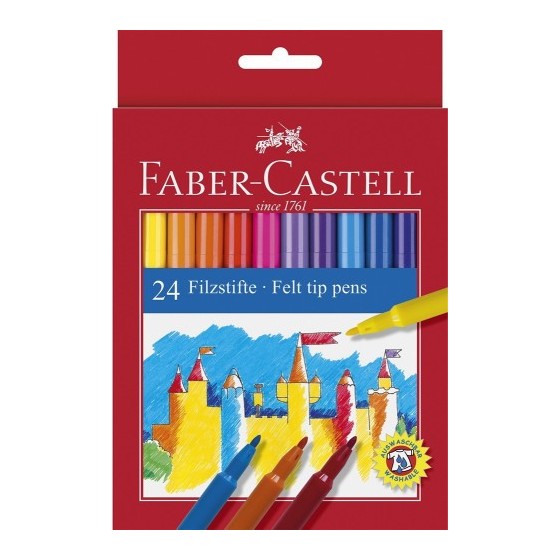 ESTUCHE CARTÓN 24 ROTULADORES ESCOLARES FABER CASTELL 554202