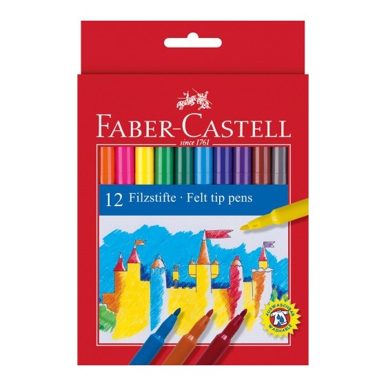 ESTUCHE CARTÓN 12 ROTULADORES ESCOLARES FABER CASTELL 554201