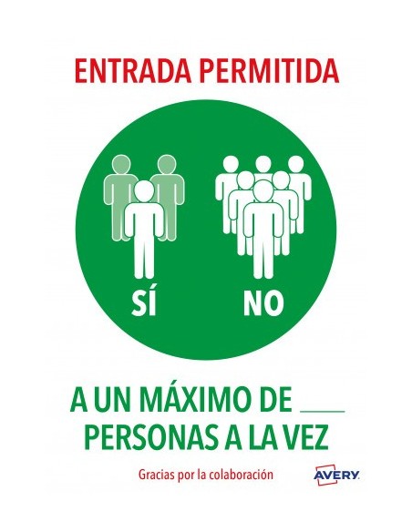 SEÑALES ADHESIVOS PREIMPRESO  "ENTRADA PERMITIDA" SOBRE DE 2 HOJAS EN A4 AVERY AV_KITCOVID6_ES