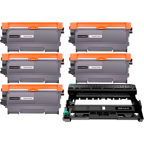 Pack 6 x Toner Compatible + Tambor Brother TN2220 + DR2200
