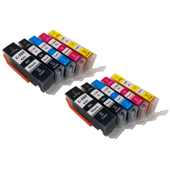 Compatible Pack 10 x Tinta CANON PGI580 XXL / CLI581 XXL