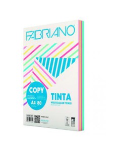 PAQUETE 250 HOJAS A4 80G COLORES SURTIDOS PASTEL (50 HOJAS X COLOR) FABRIANO F62521297