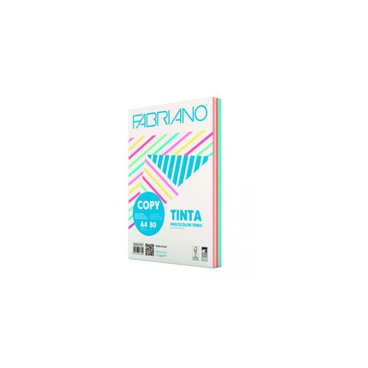 PAQUETE 250 HOJAS A4 80G COLORES SURTIDOS PASTEL (50 HOJAS X COLOR) FABRIANO F62521297