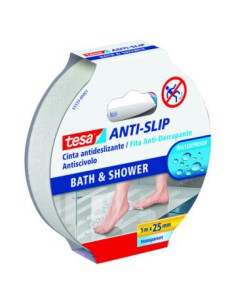 ROLLO CINTA SEGURIDAD ADHESIVA ANTIDESLIZANTE 25 MM X 5 METROS TRANSPARENTE TESA 55533-00001-11