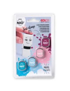BLISTER 4 RECAMBIOS ALMOHADILLAS LITTLE NIO 4 COLORES PASTEL SURTIDOS COLOP NIL098