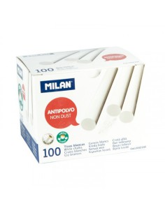CAJA 100 TIZAS DE CARBONATO DE CALCIO BLANCAS REDONDAS -ANTIPOLVO MILAN 2442100