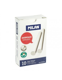 CAJA 10 TIZAS DE CARBONATO DE CALCIO BLANCAS REDONDAS -ANTIPOLVO MILAN 244210