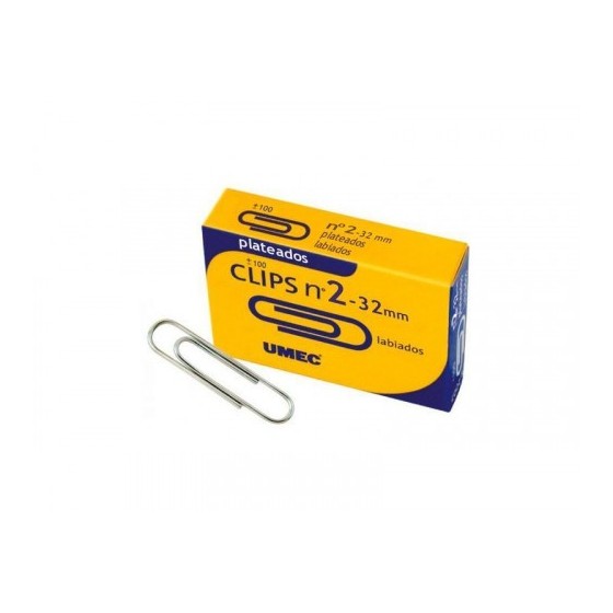 CAJA 100 CLIP PLATEADO 32MM U200700 UMEC (x10 unidades)