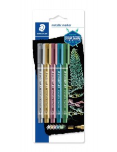 BLÍSTER CON 5 MARCADORES METÁLICOS EN COLORES ORO, PLATA, ROJO, AZUL Y VERDE STAEDTLER 8323-S BK5