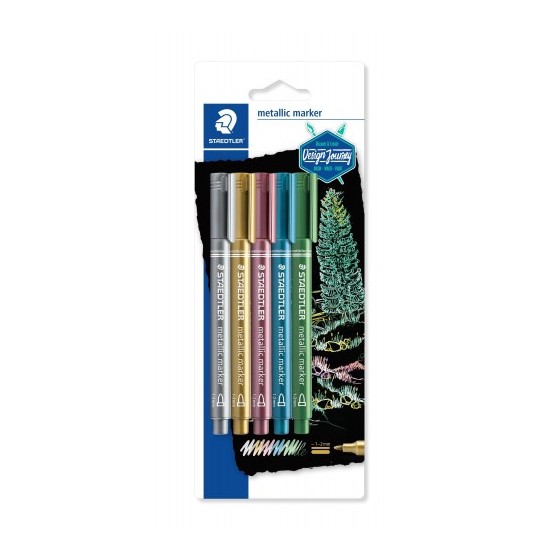 BLÍSTER CON 5 MARCADORES METÁLICOS EN COLORES ORO, PLATA, ROJO, AZUL Y VERDE STAEDTLER 8323-S BK5