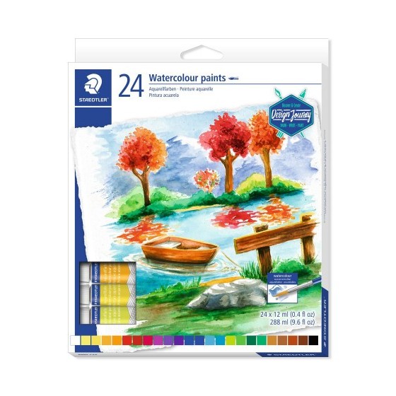 ESTUCHE DE CARTÓN CON 24 TUBOS DE ACUARELAS, COLORES SURTIDOS STAEDTLER 8880 C24