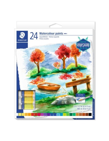 ESTUCHE DE CARTÓN CON 24 TUBOS DE ACUARELAS, COLORES SURTIDOS STAEDTLER 8880 C24