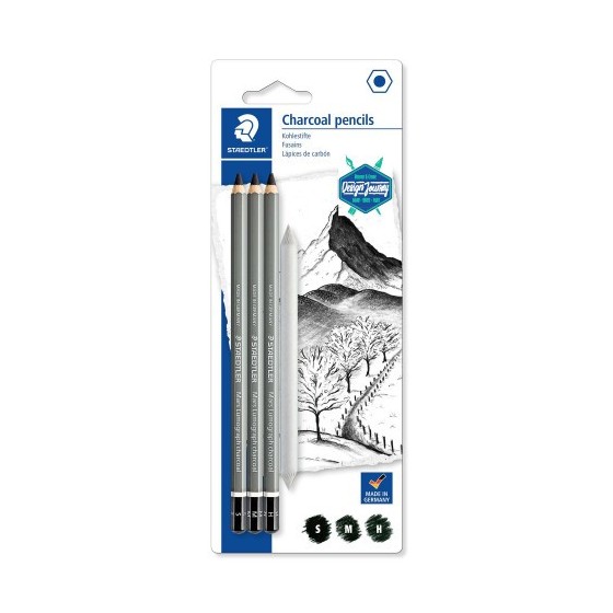 BLÍSTER CON 3 LÁPICES (1 X 100C-S, 100C-M Y 100C-H + 1 DIFUMINADOR STAEDTLER 100C SBK4