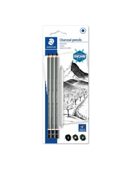 BLÍSTER CON 3 LÁPICES (1 X 100C-S, 100C-M Y 100C-H + 1 DIFUMINADOR STAEDTLER 100C SBK4