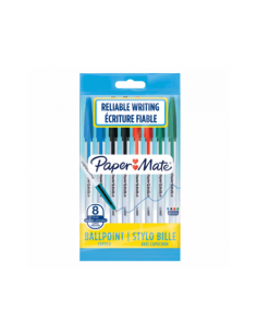 BLISTER 8 BOLIGRAFOS PM-045 (2 NEGRO+2 AZUL+2 ROJOJ+2 VERDE)