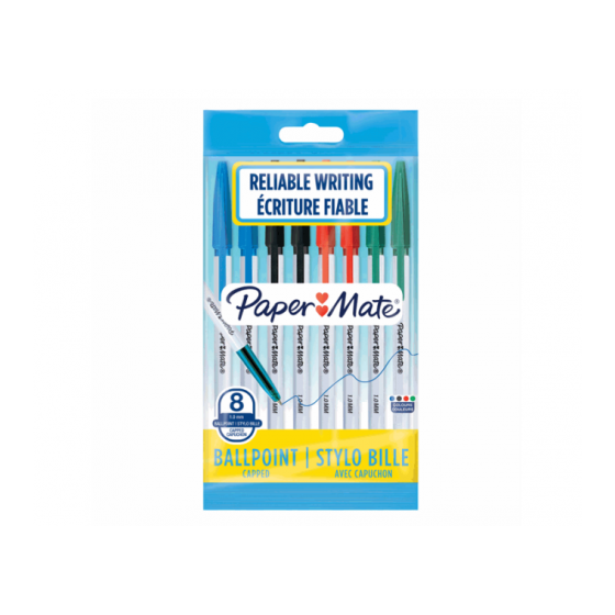 BLISTER 8 BOLIGRAFOS PM-045 (2 NEGRO+2 AZUL+2 ROJOJ+2 VERDE)