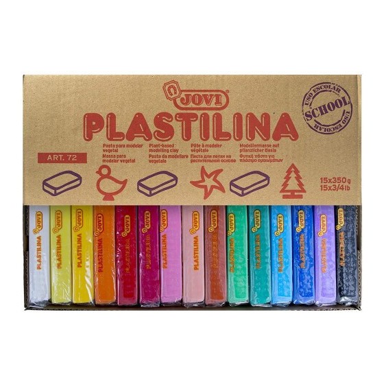 CAJA EXPOSITORA 15 PASTILLAS PLASTILINA 350 G COLORES SURTIDOS JOVI 72S