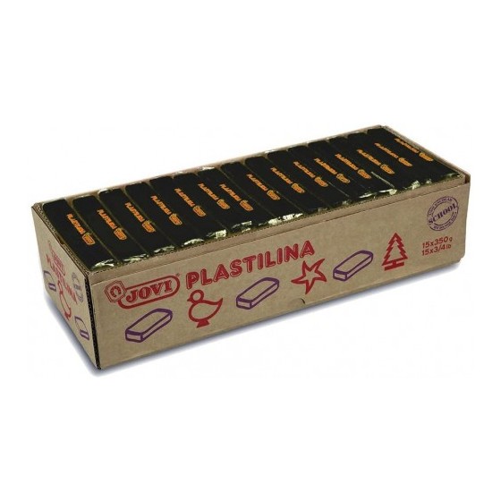 CAJA 15 PASTILLAS PLASTILINA 350 G - NEGRO JOVI 7215
