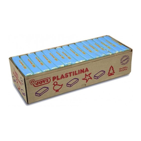 CAJA 15 PASTILLAS PLASTILINA 350 G - AZUL CLARO JOVI 7212