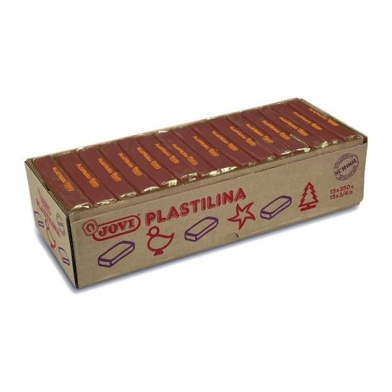 CAJA 15 PASTILLAS PLASTILINA 350 G - MARRÓN JOVI 7209
