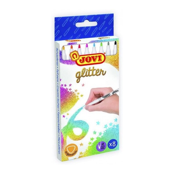 ESTUCHE 8 ROTULADORES GLITTER COLORES SURTIDOS JOVI 1608G