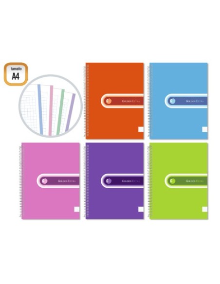 CUADERNO EXTRA T.F. A4 140 HOJAS MICROPERFORADO GOLDEN 318210 (x5 unidades)