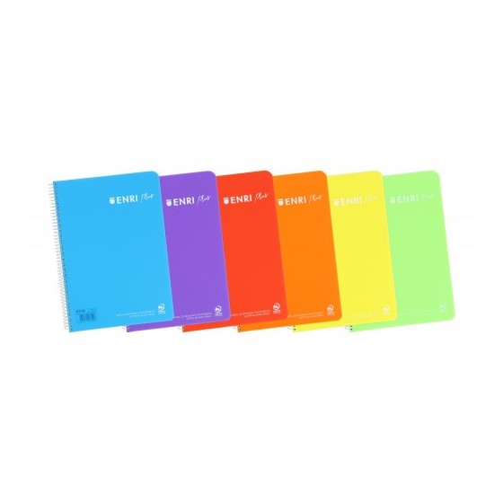 CUADERNO POLIPROPILENO ESPIRAL FOLIO 80 HOJAS 90G 4X4 CON MARGEN SURTIDO ENRI 400133583 (x5 unidades)