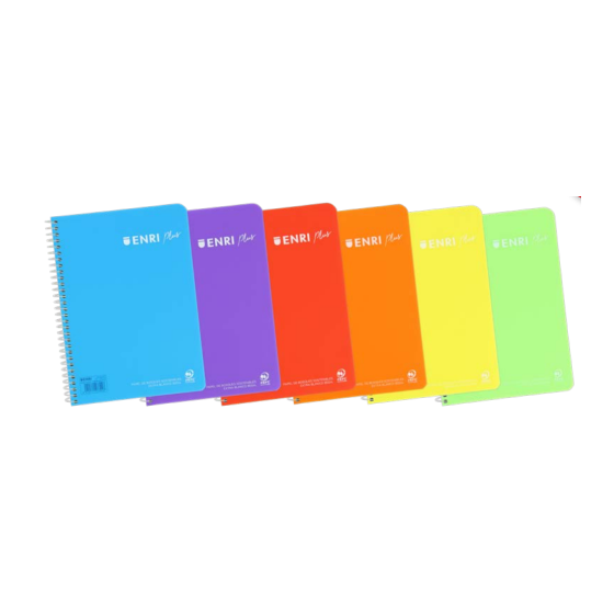 CUADERNO POLIPROPILENO ESPIRAL 4º 80 HOJAS 90G 4X4 CON MARGEN SURTIDO ENRI (x5 unidades)