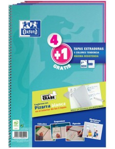 PACK 4+1 CUADERNO ESPIRAL CLASSIC W-E FOLIO 80 HOJAS 4X4 CON MARGEN COLORES TENDENCIA OXFORD 400122766