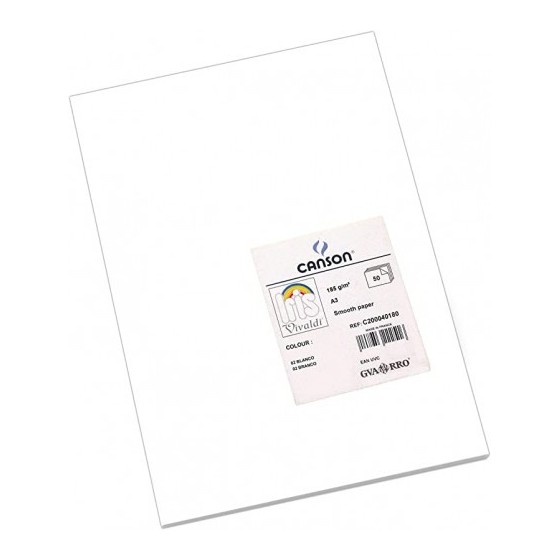PAQUETE 50 HOJAS CARTULINA IRIS A3 185G BLANCO GUARRO CANSON C200040180