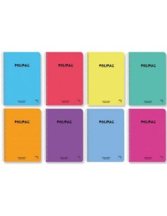CUADERNO SERIE POLIPAC TAPA POLIPROPILENO 4º (155X215MM.) 80 HOJAS CUADRÍCULA 4X4 8 COLORES SURTIDOS PACSA 16962 (x5 unidades)