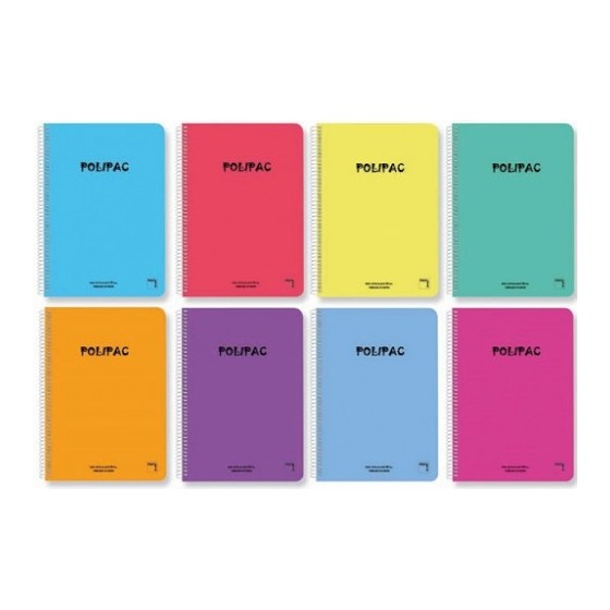 CUADERNO SERIE POLIPAC TAPA POLIPROPILENO 4º (155X215MM.) 80 HOJAS CUADRÍCULA 4X4 8 COLORES SURTIDOS PACSA 16962 (x5 unidades)