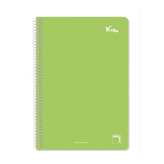 CUADERNO SERIE XTRA 60GR.TAPA CONTRACOLADA FOLIO (215X310MM.) 80 HOJAS CUADRÍCULA 4X4 COLOR VERDE OSCURO PACSA 16078 (x5 unidades)