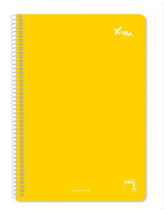 CUADERNO SERIE XTRA 60GR.TAPA CONTRACOLADA FOLIO (215X310MM.) 80 HOJAS CUADRÍCULA 4X4 COLOR AMARILLO PACSA 16050 (x5 unidades)
