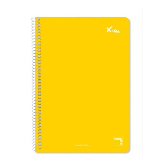 CUADERNO SERIE XTRA 60GR.TAPA CONTRACOLADA FOLIO (215X310MM.) 80 HOJAS CUADRÍCULA 4X4 COLOR AMARILLO PACSA 16050 (x5 unidades)