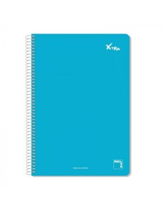 CUADERNO SERIE XTRA 60GR.TAPA CONTRACOLADA FOLIO (215X310MM.) 80 HOJAS CUADRÍCULA 4X4 COLOR AZUL PACSA 16070 (x5 unidades)