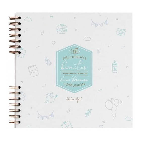 ÁLBUM DE FOTOS AZUL - RECUERDOS BONITOS DE MI PRIMERA COMUNIÓN MR. WONDERFUL WOA10313ES