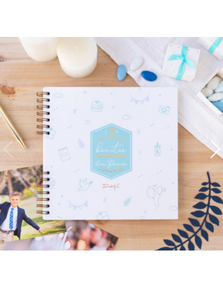 ÁLBUM DE FOTOS AZUL - RECUERDOS BONITOS DE MI PRIMERA COMUNIÓN MR. WONDERFUL WOA10313ES