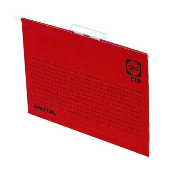 CARPETA COLGANTE CAJÓN VISOR CORTO CRISTAL FOLIO LOMO V COLOR ROJO GIO 400021956 (x25 unidades)
