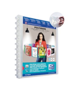 CARPETA DE FUNDAS INTERCAMBIABLES PERSONALIZABLES POLYVISION A4+ 20 FUNDAS COLOR TRANSPARENTE OXFORD 100205600 (x10 unidades)