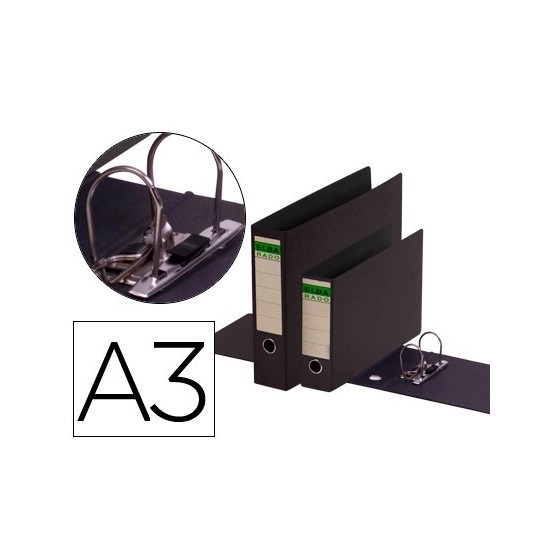 ARCHIVADOR PALANCA CARTÓN COMPACTO A3 APAISADO ANCHO COLOR NEGRO ELBA 100202079 (x10 unidades)