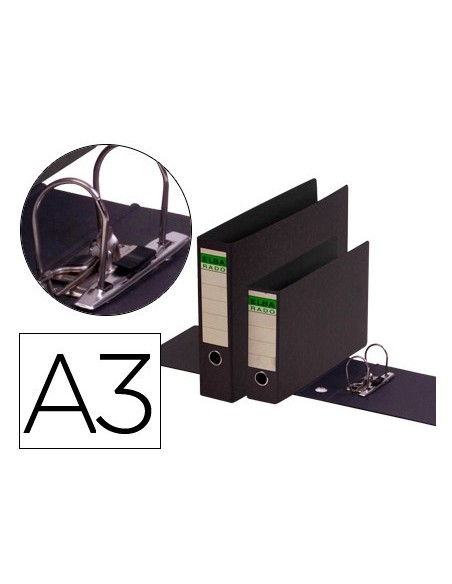 ARCHIVADOR PALANCA CARTÓN COMPACTO A3 APAISADO ANCHO COLOR NEGRO ELBA 100202079 (x10 unidades)