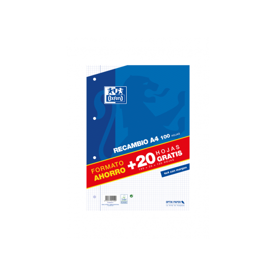 Oxford 400058179 papel de cuaderno 210 x 297 mm (A4) 120 hojas